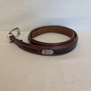 Brighton Onyx Mens 38 Roberts Golf Belt Brown Black Leather Silver Plated